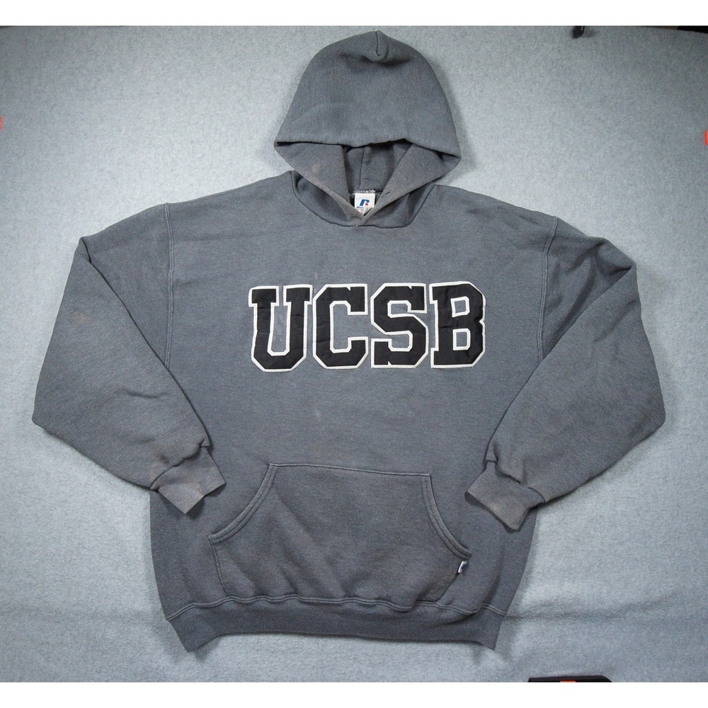 Vintage UC Santa Barbara Sweatshirt Mens Large Gray Russell Hoody USCB College
